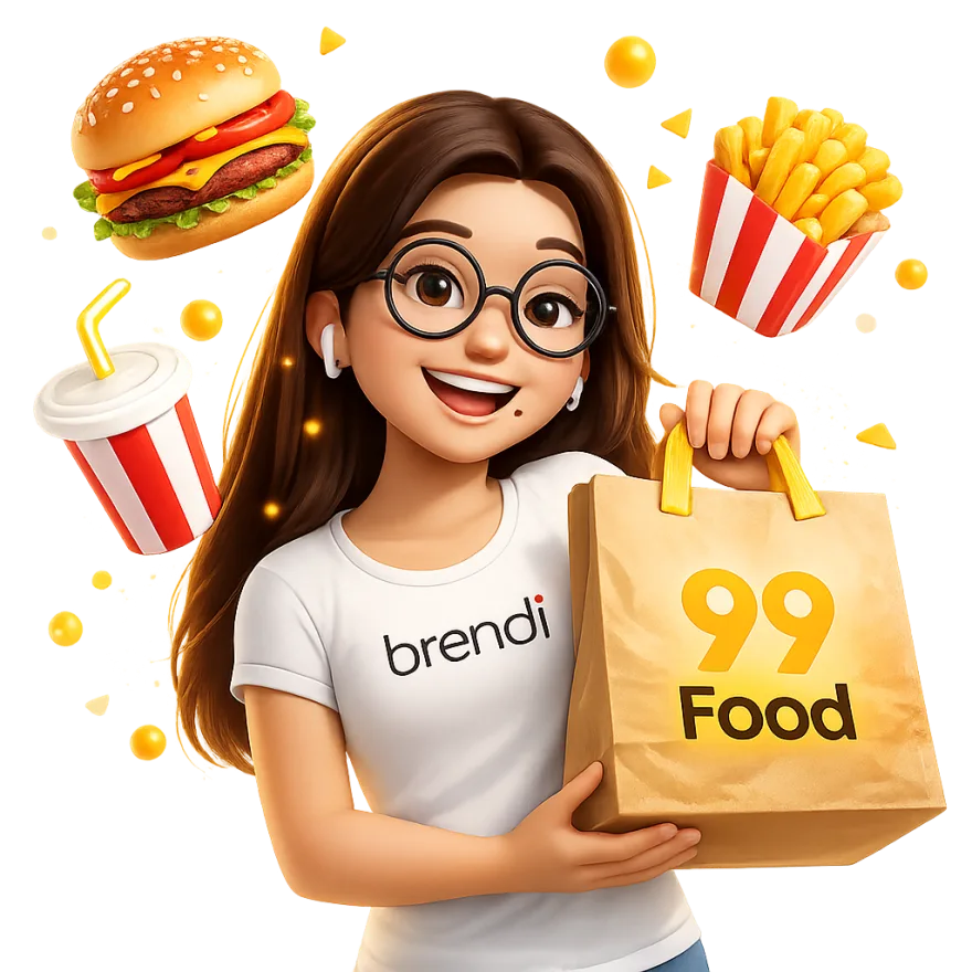 Brenda, assistente da Brendi, com a sacola do 99Food
